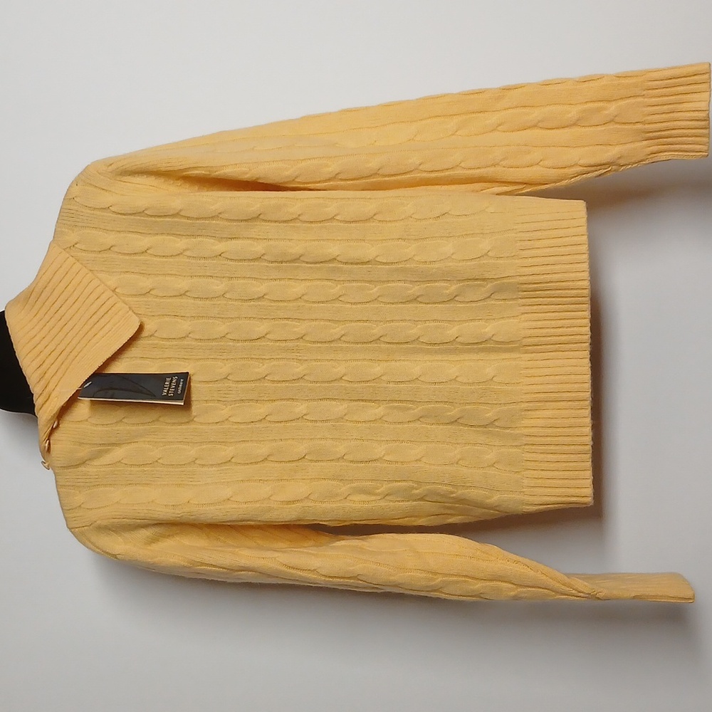 Valerie Stevens Women Cowl Neck Cable knit Longsleeve Sweater in Soft Yellow NWT - Picture 5 of 8